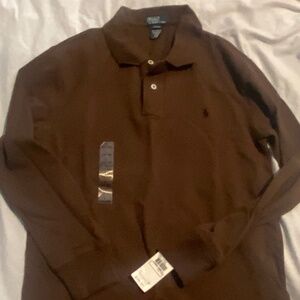Youth boys Ralph Lauren brown polo shirt L